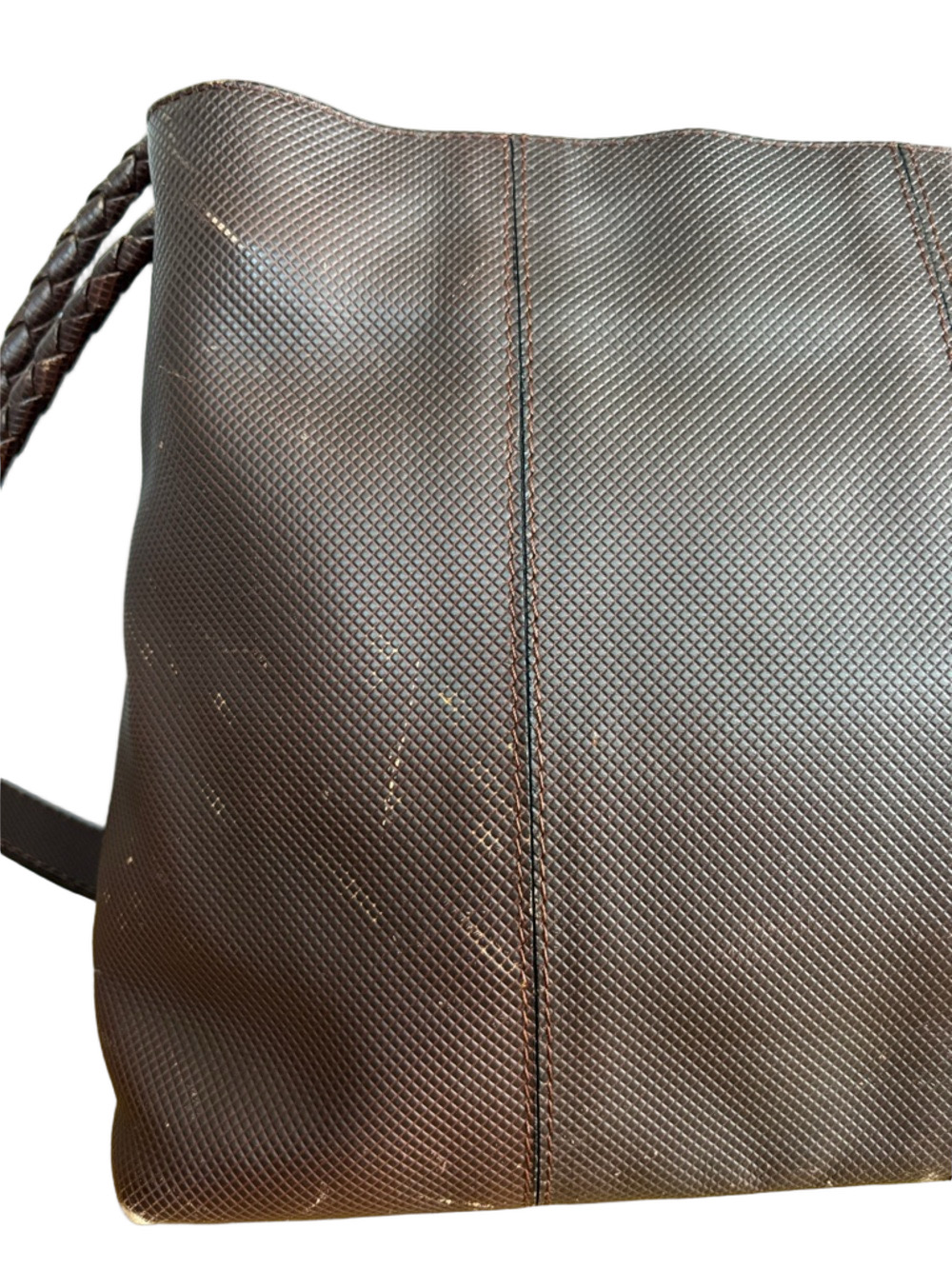Bottega Veneta Vintage Brown Leather Shoulder Bag Minimalist Woven Detail - Picture 5 of 16